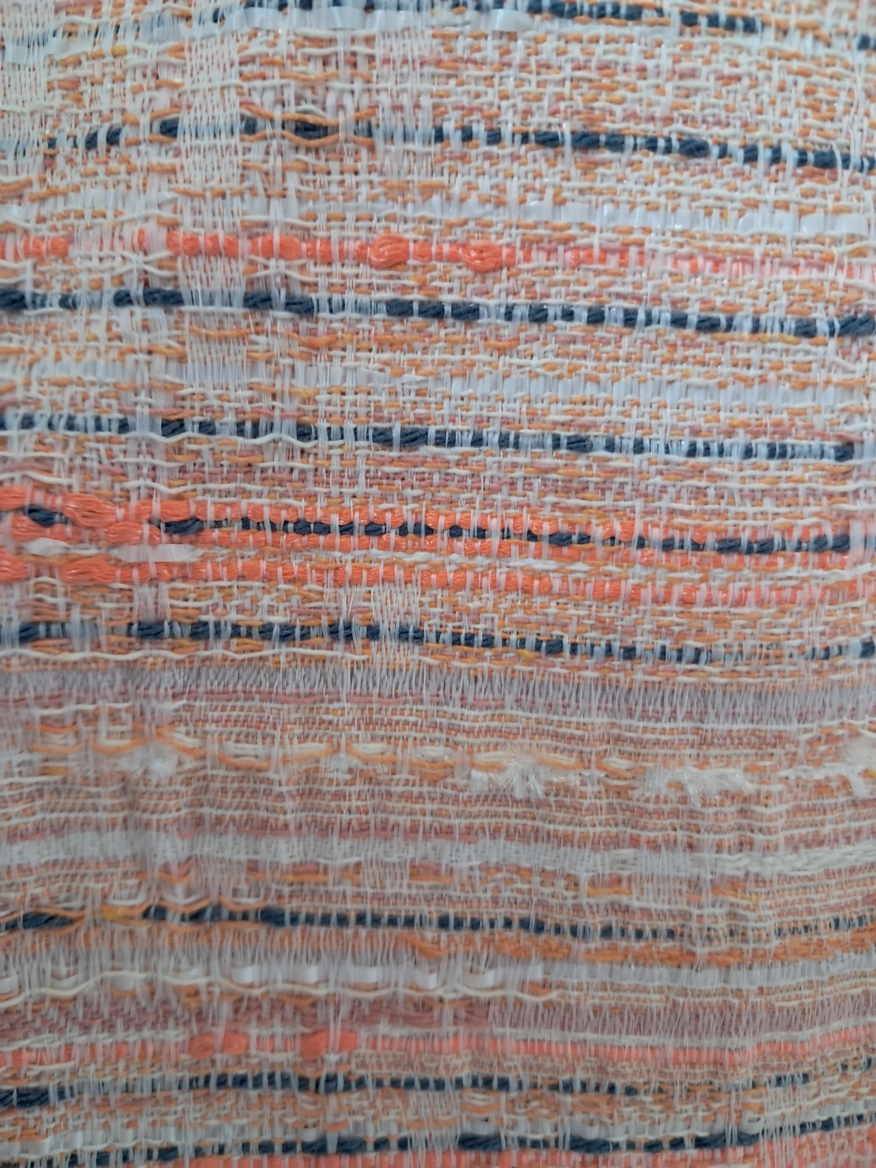 TISSU - Jacquard listrado salmão, bege e cinza azulado – photo 3